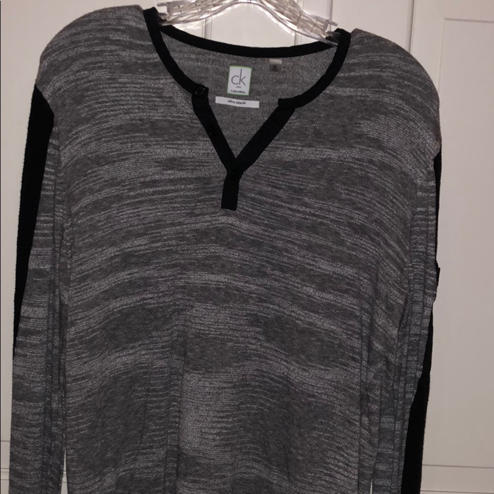 Gray and Black slim fit Henley